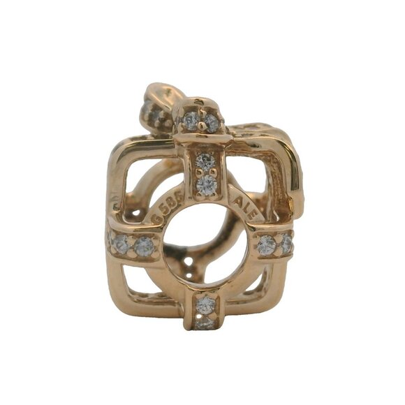 Pandora 14kt Yellow Gold CZ Cubic Zirconia All Wrapped Up Spacer Slider Charm - Picture 6 of 6